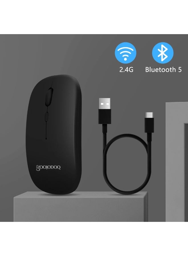 GOOJODOQ  2-in-1 Bluetooth Mouse, 2.4GHz, Dual Mode, Ultra Slim and Quiet ( Black ) - Image 1